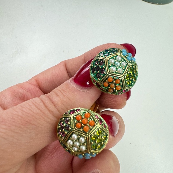 Gorgeous Vintage French Designer Earrings D'ORLAN -Micro beads & Stones - Picture 16 of 16